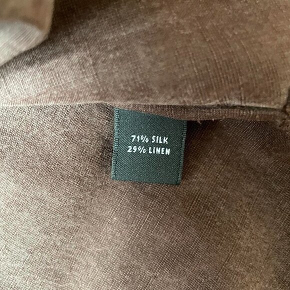 Vintage Josephine Chaus Brown Silk Linen Blouse Button Up Womens Size Medium - Picture 5 of 6